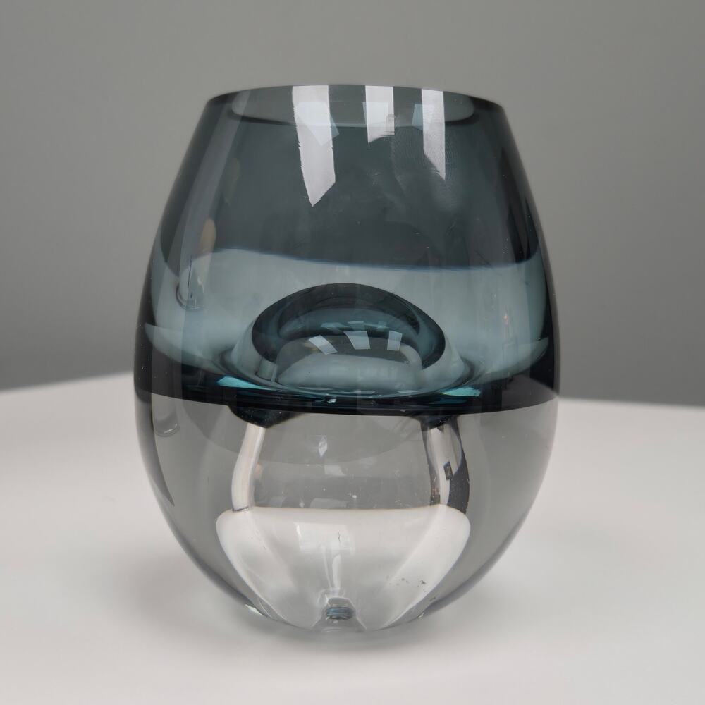 Vintage Holmegaard Style Smoked Glass Double Layer Nested Bud Vase Candle Holder - Picture 12 of 14